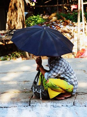 Umbrella woman - Rangoun